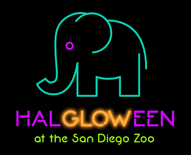 neon elephant: Halgloween at the San Diego Zoo