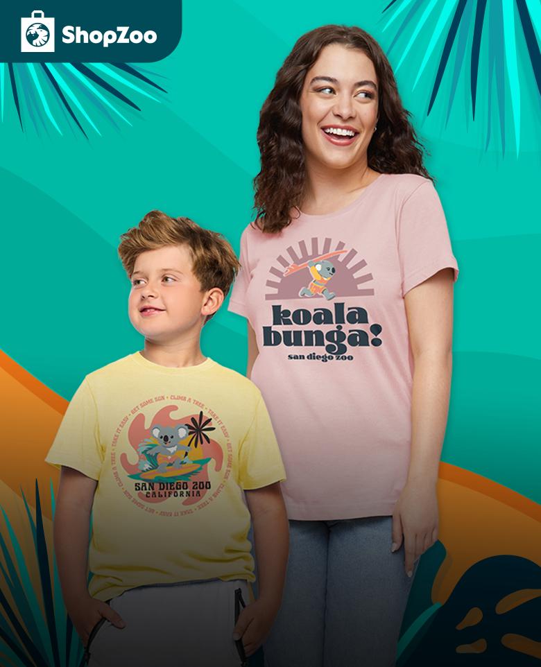 ShopZoo - boy and girl wearing San Diego Zoo California Koalabunga shirts