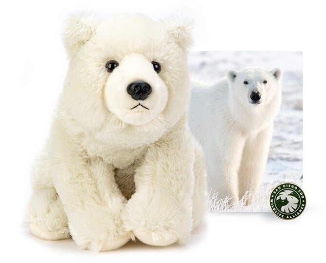 polar bear plush and adoption card