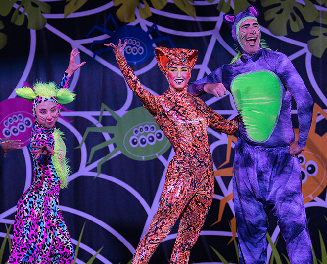 Glow-in-the-dark acrobats