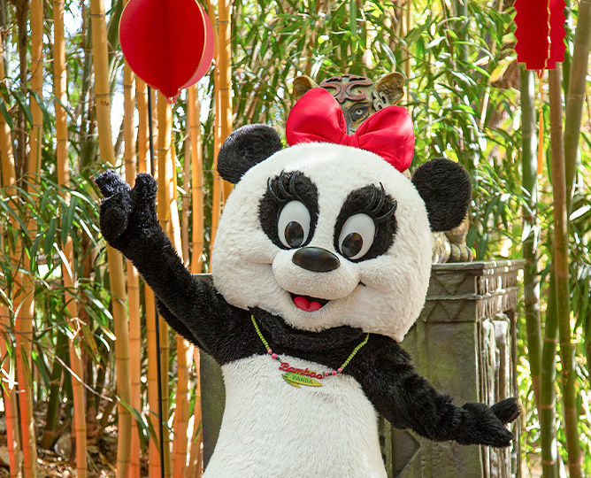 Smiling panda mascot